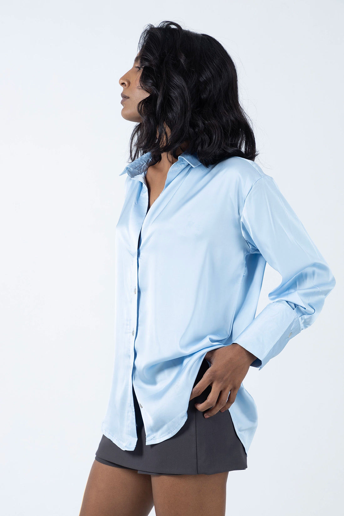 Powder Blue Satin shirt