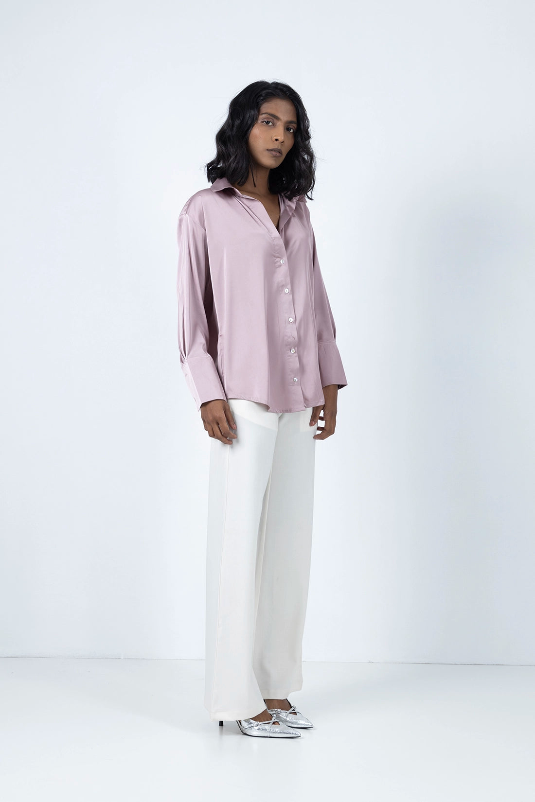 Dusty Pink Satin Shirt