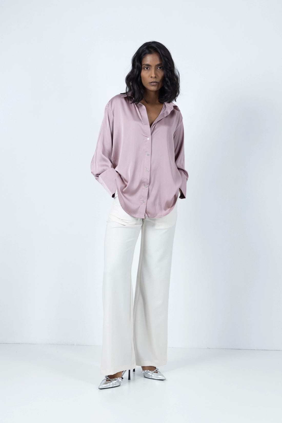 Dusty Pink Satin Shirt