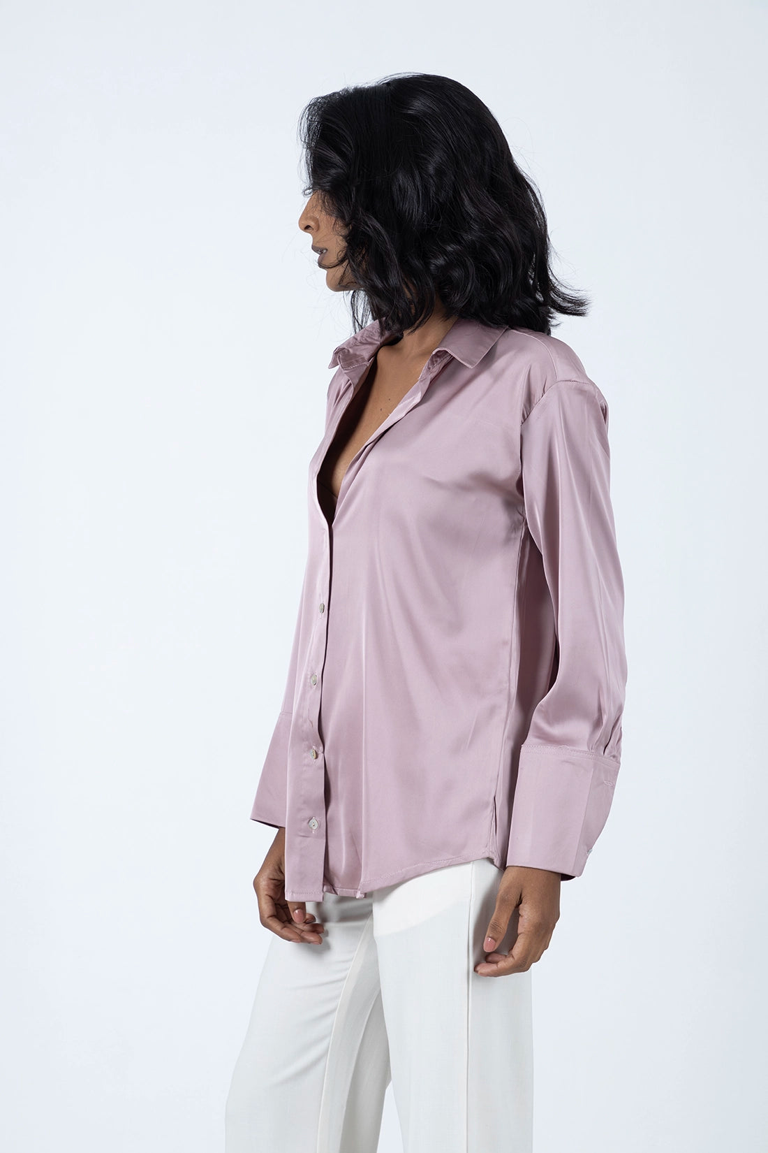 Dusty Pink Satin Shirt