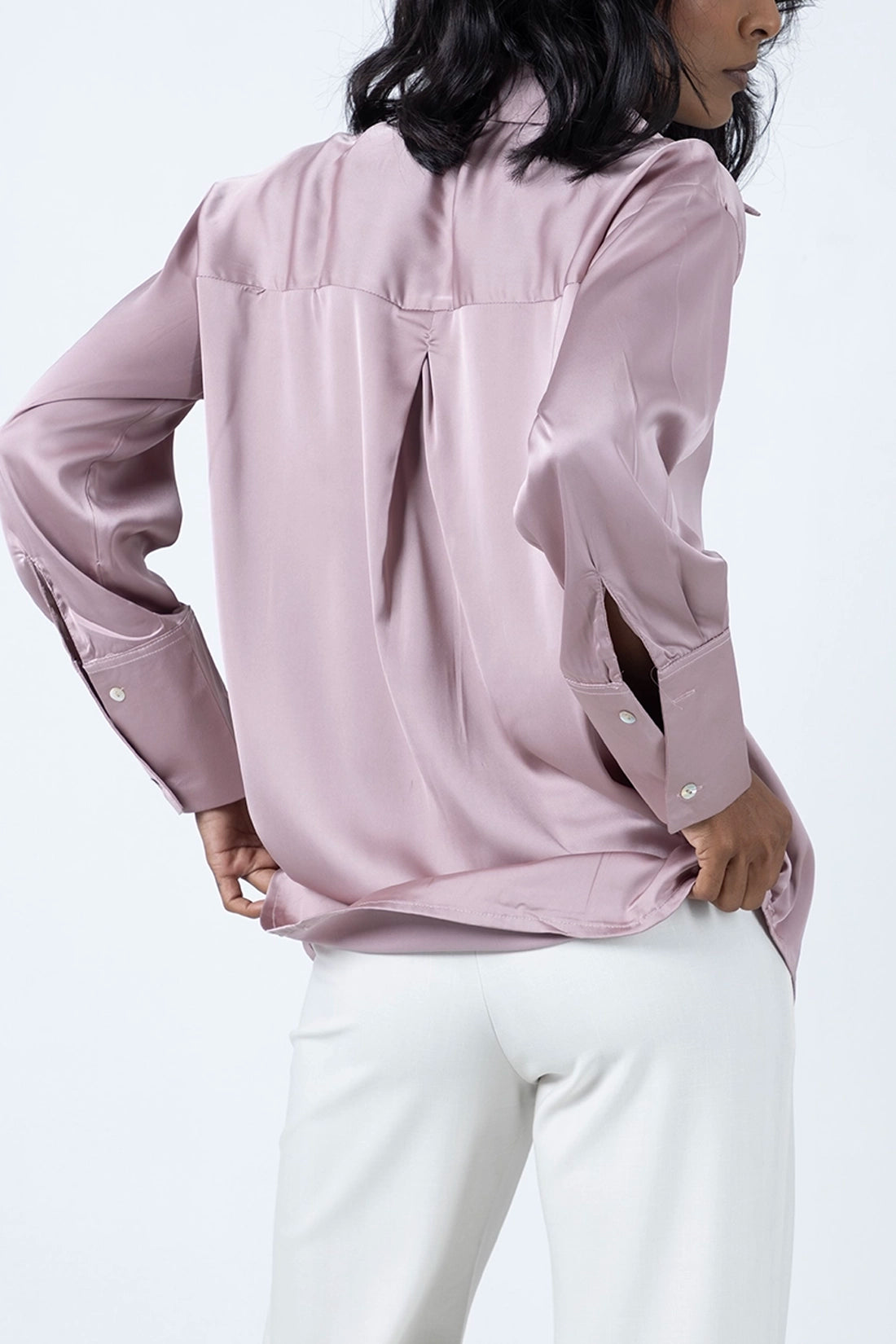 Dusty Pink Satin Shirt