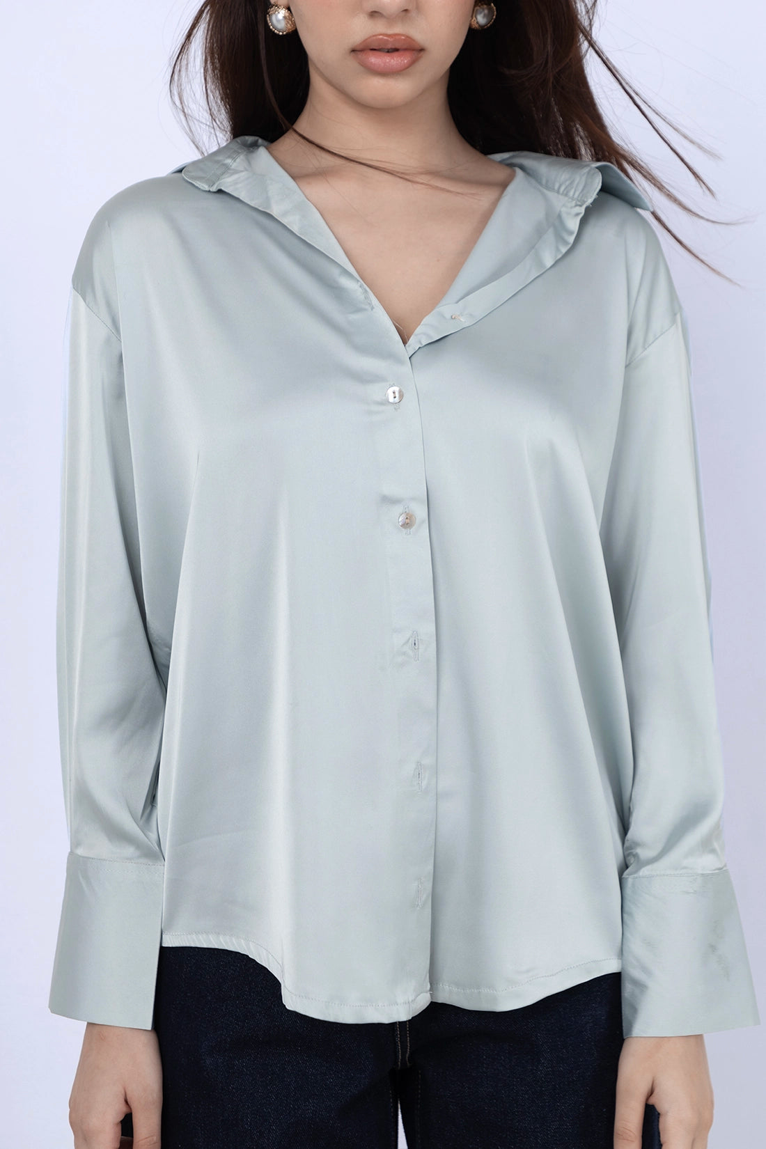 Light Turquoise Satin Shirt