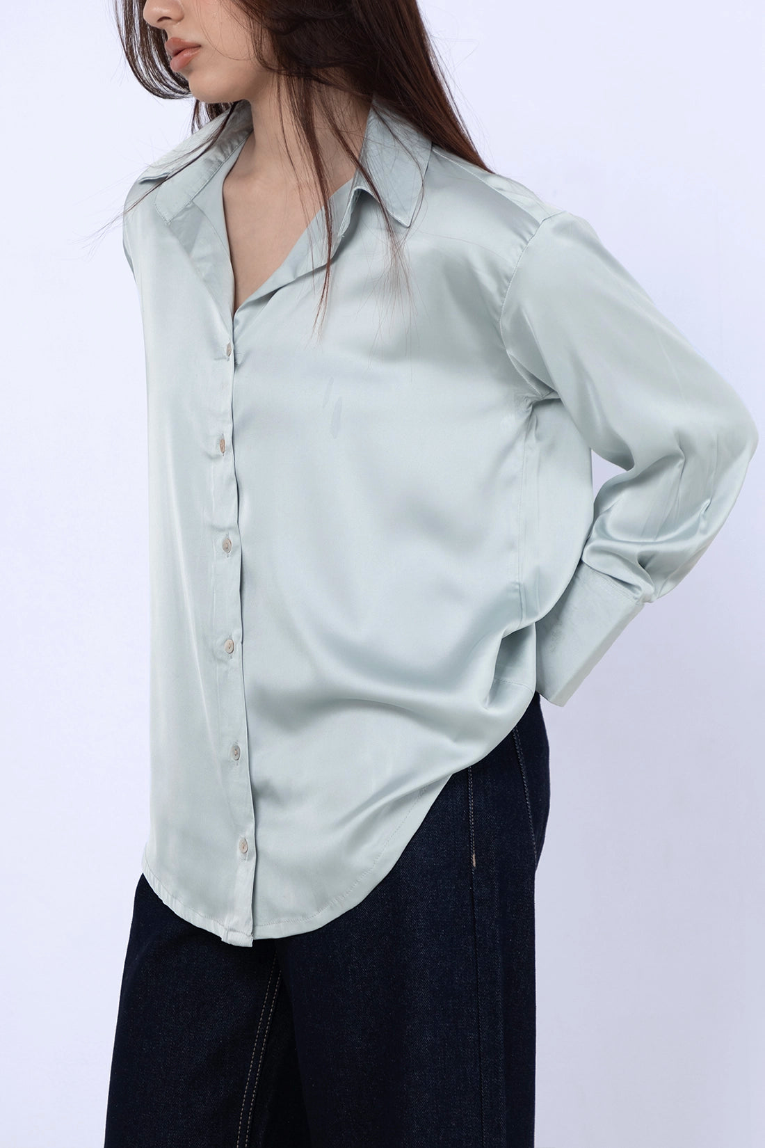 Light Turquoise Satin Shirt