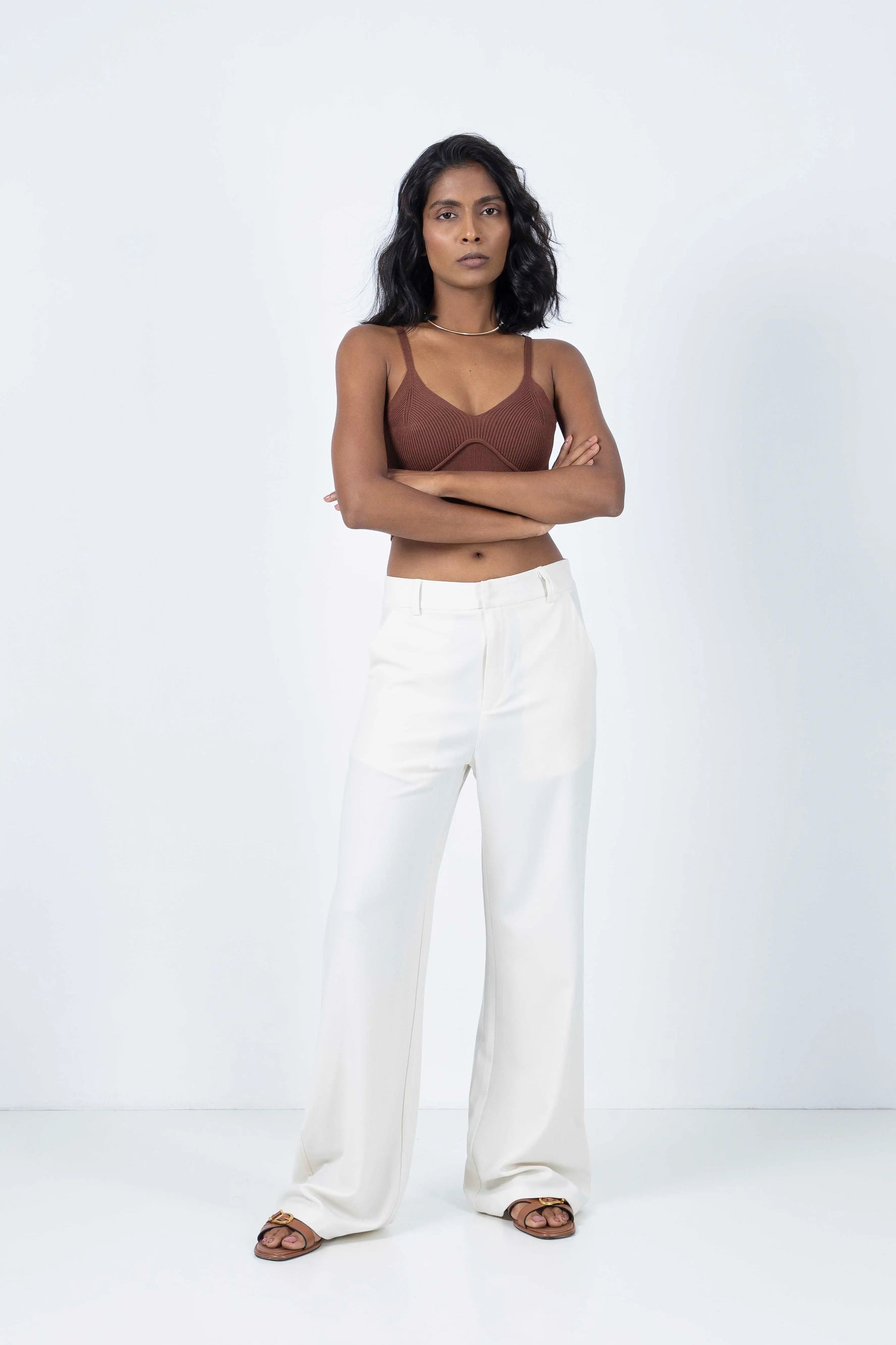 White Straight Fit Trouser