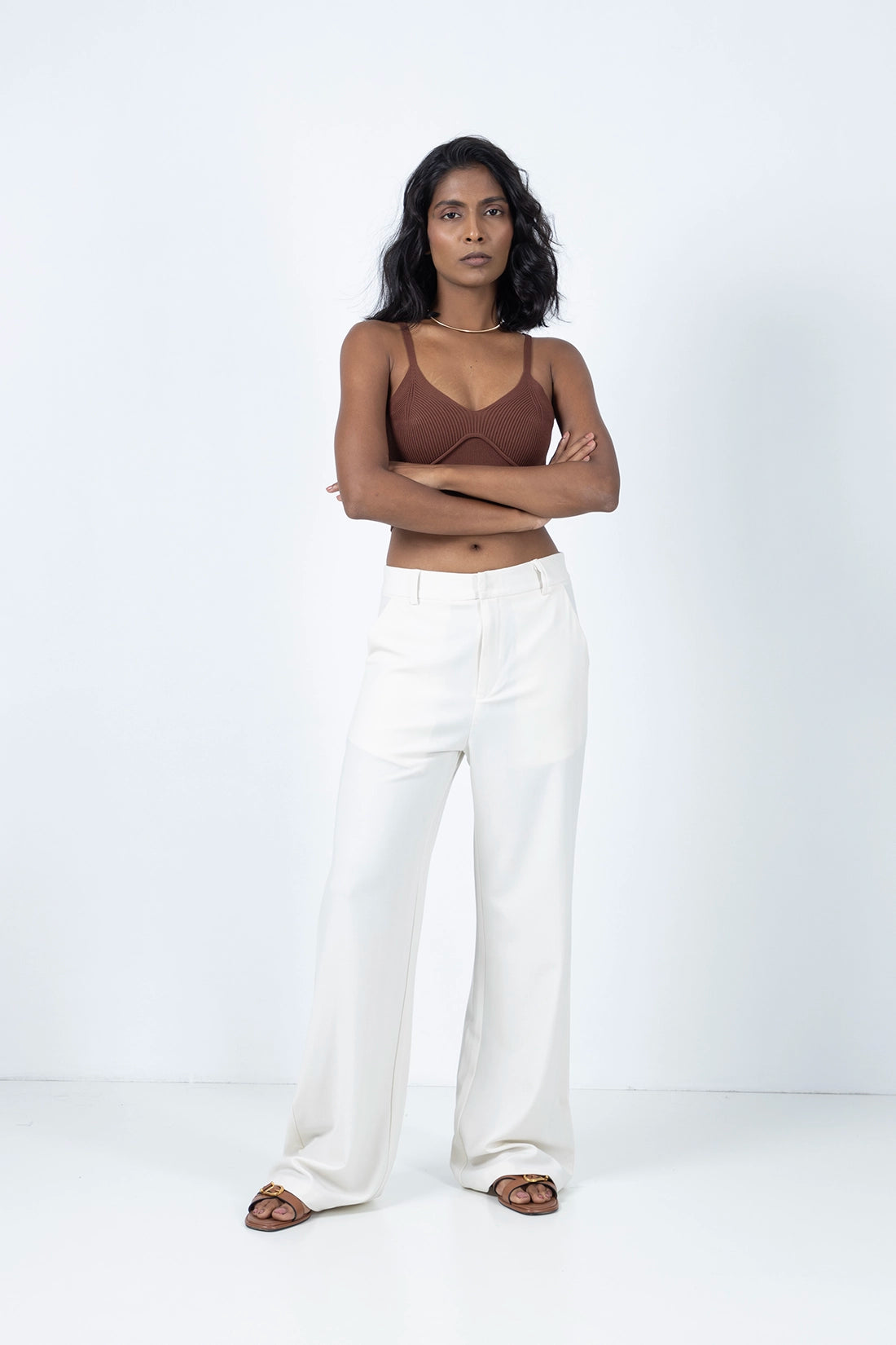 White Straight Fit Trouser