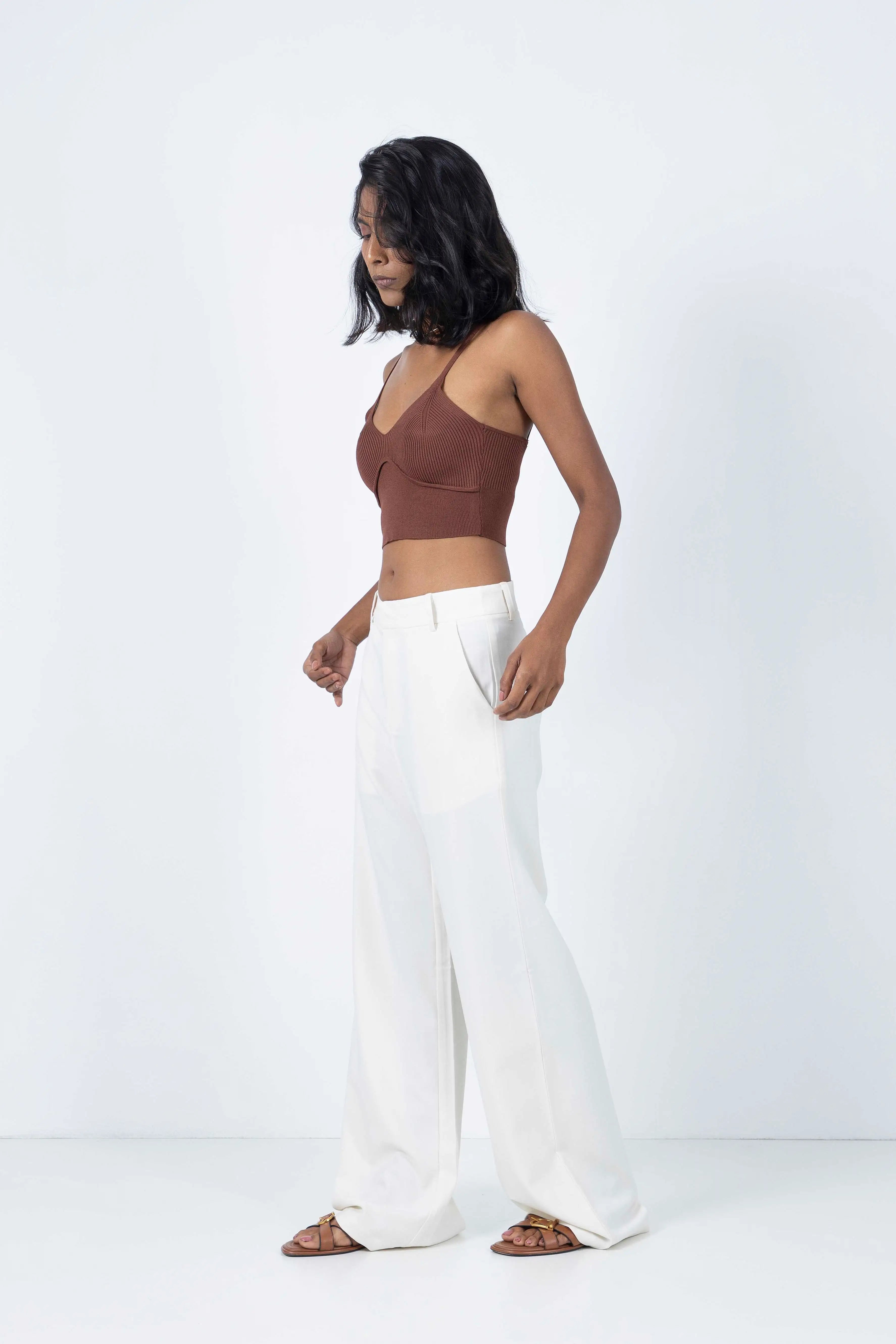 White Straight Fit Trouser