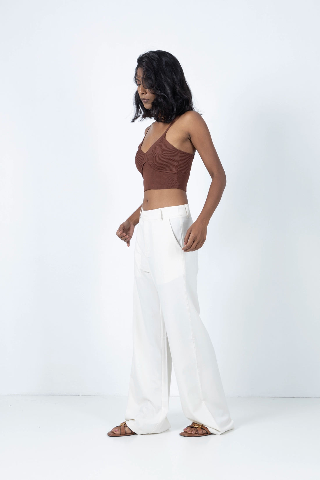 White Straight Fit Trouser