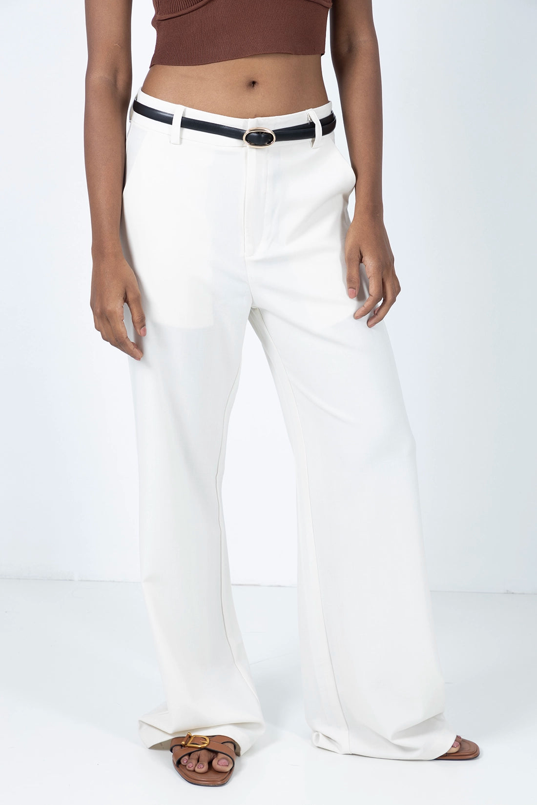 White Straight Fit Trouser