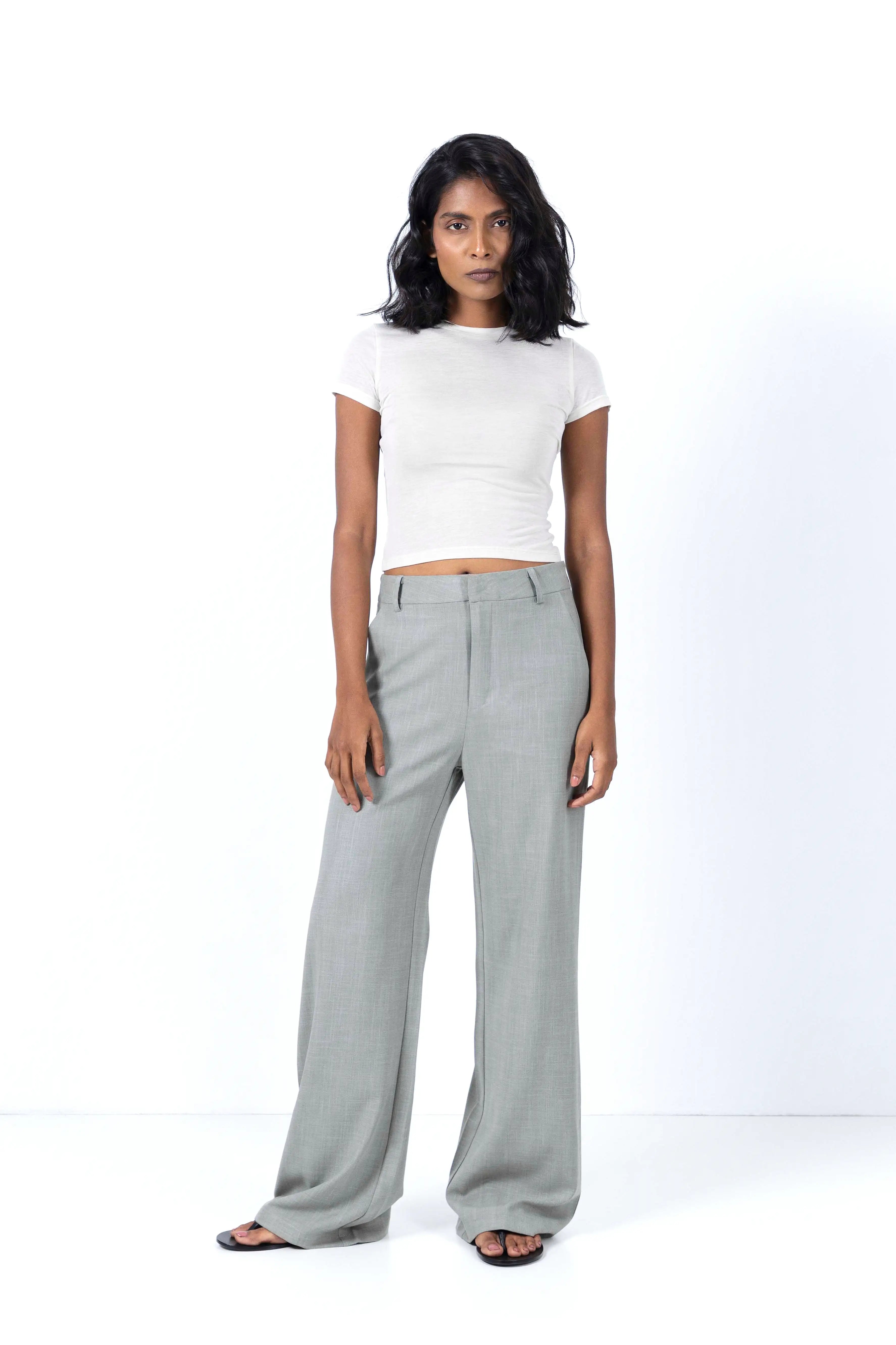 Sage Green Straight Fit Trouser