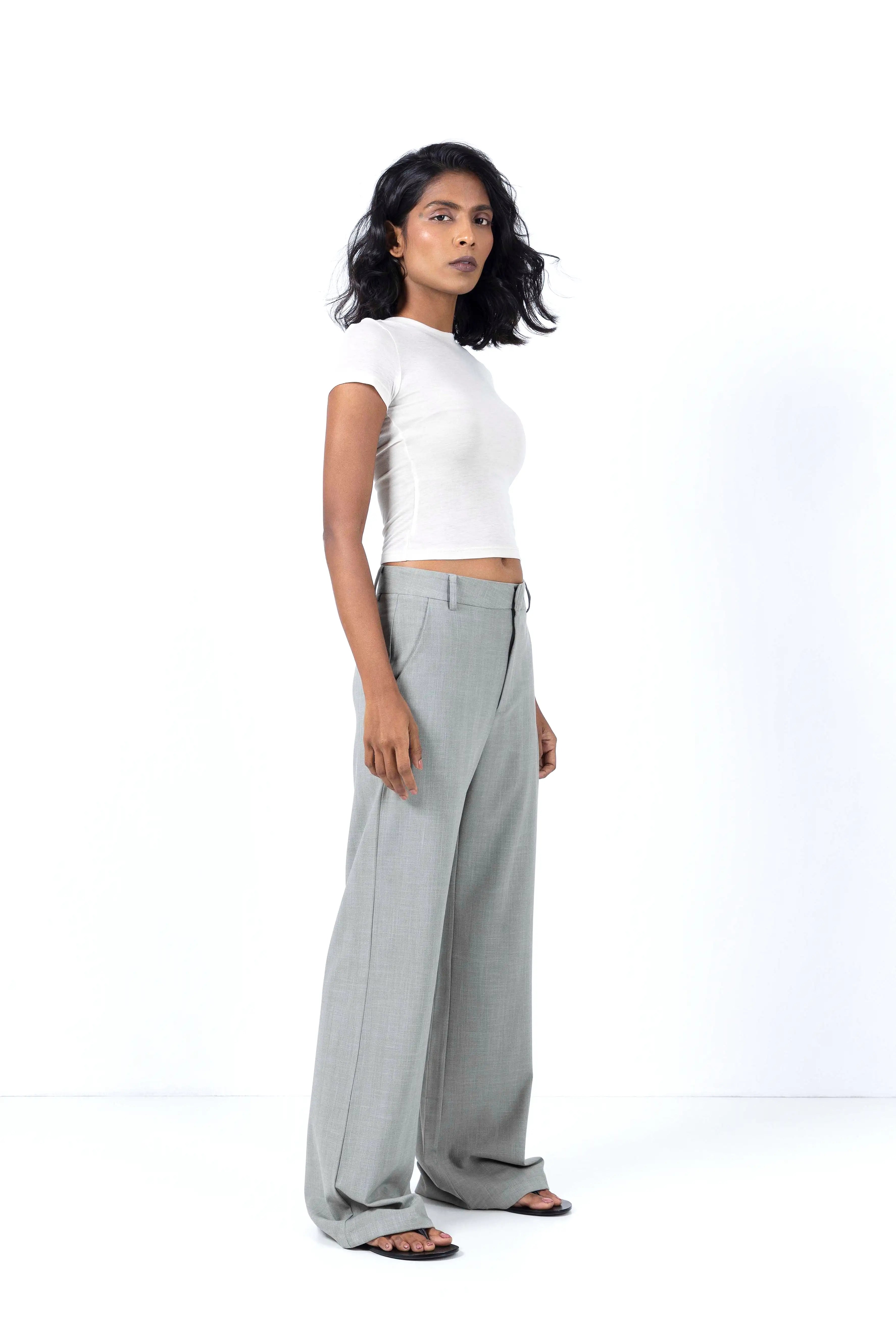 Sage Green Straight Fit Trouser