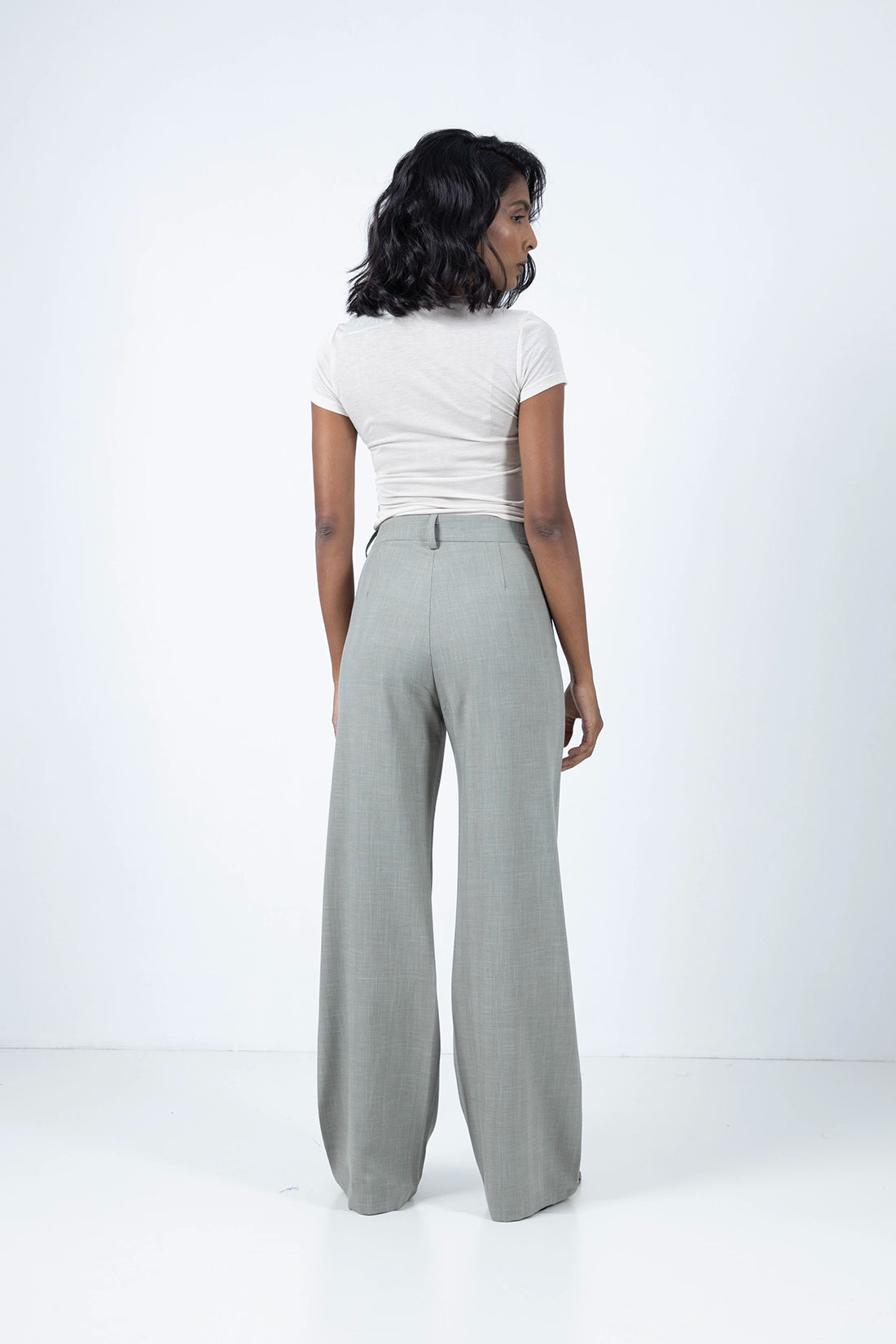 Sage Green Straight Fit Trouser