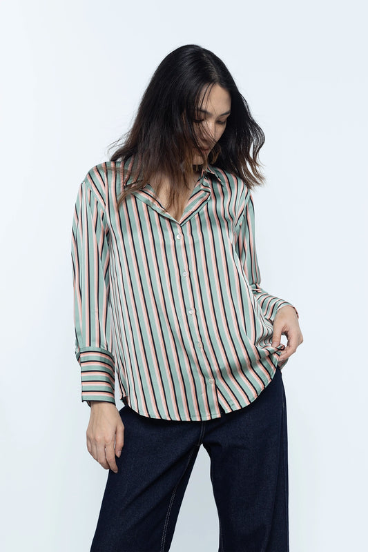 Multi Stripes Satin Shirt