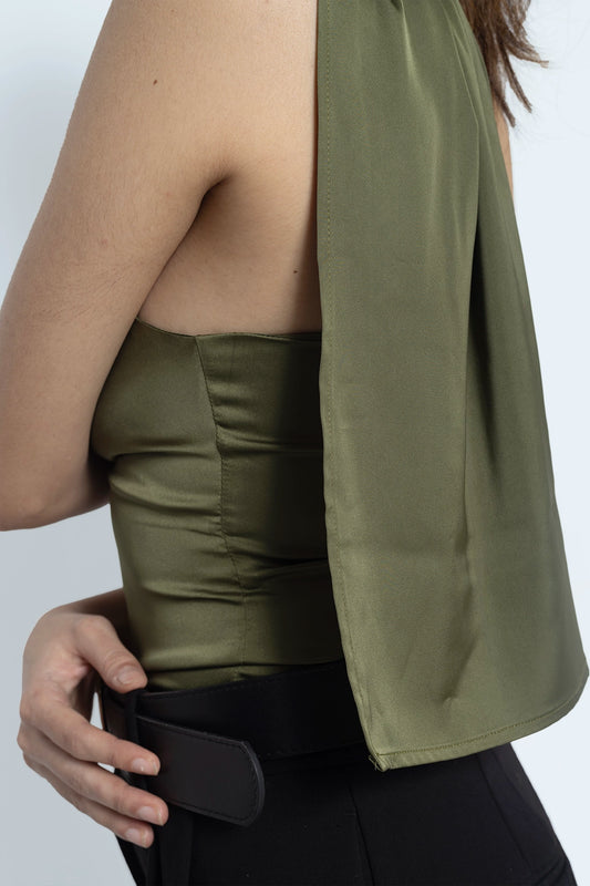 Olive Green Scarf Top