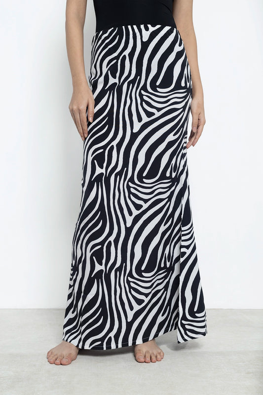 Zebra Satin Maxi Skirt