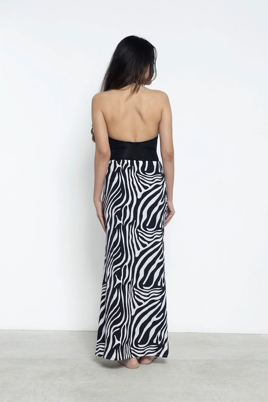 Zebra Satin Maxi Skirt