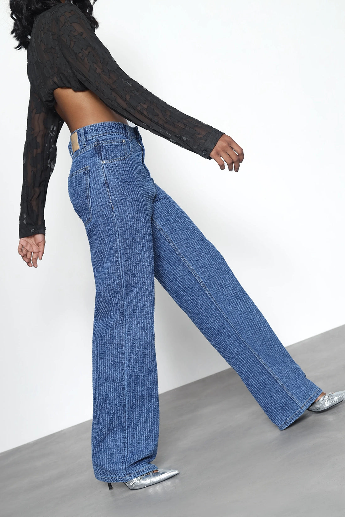 Blue Handwork Straight Jeans