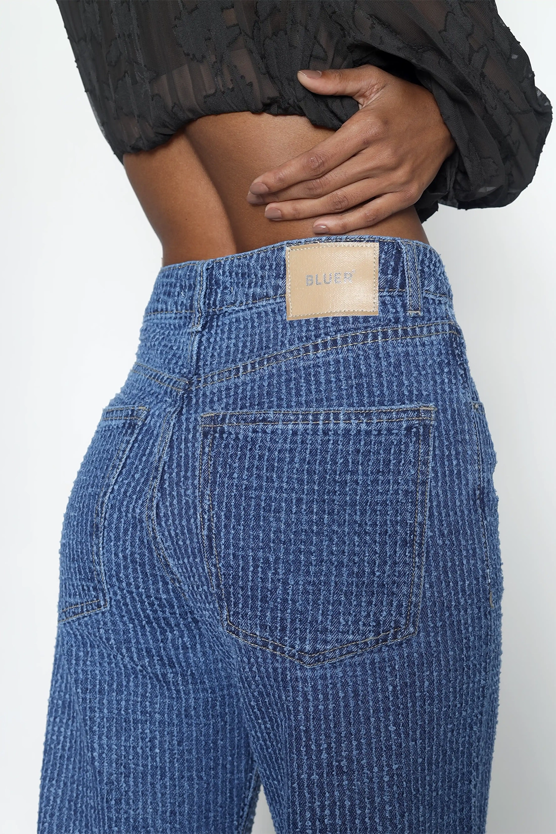 Blue Handwork Straight Jeans