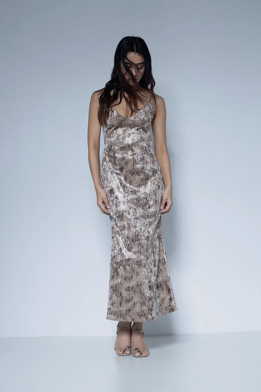 Snake Print Golden Dress