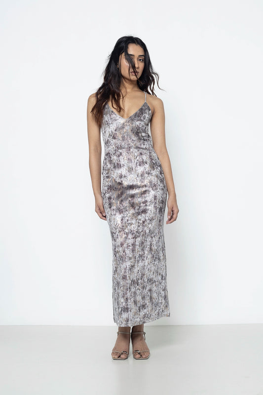 Snake Print Silver Dress