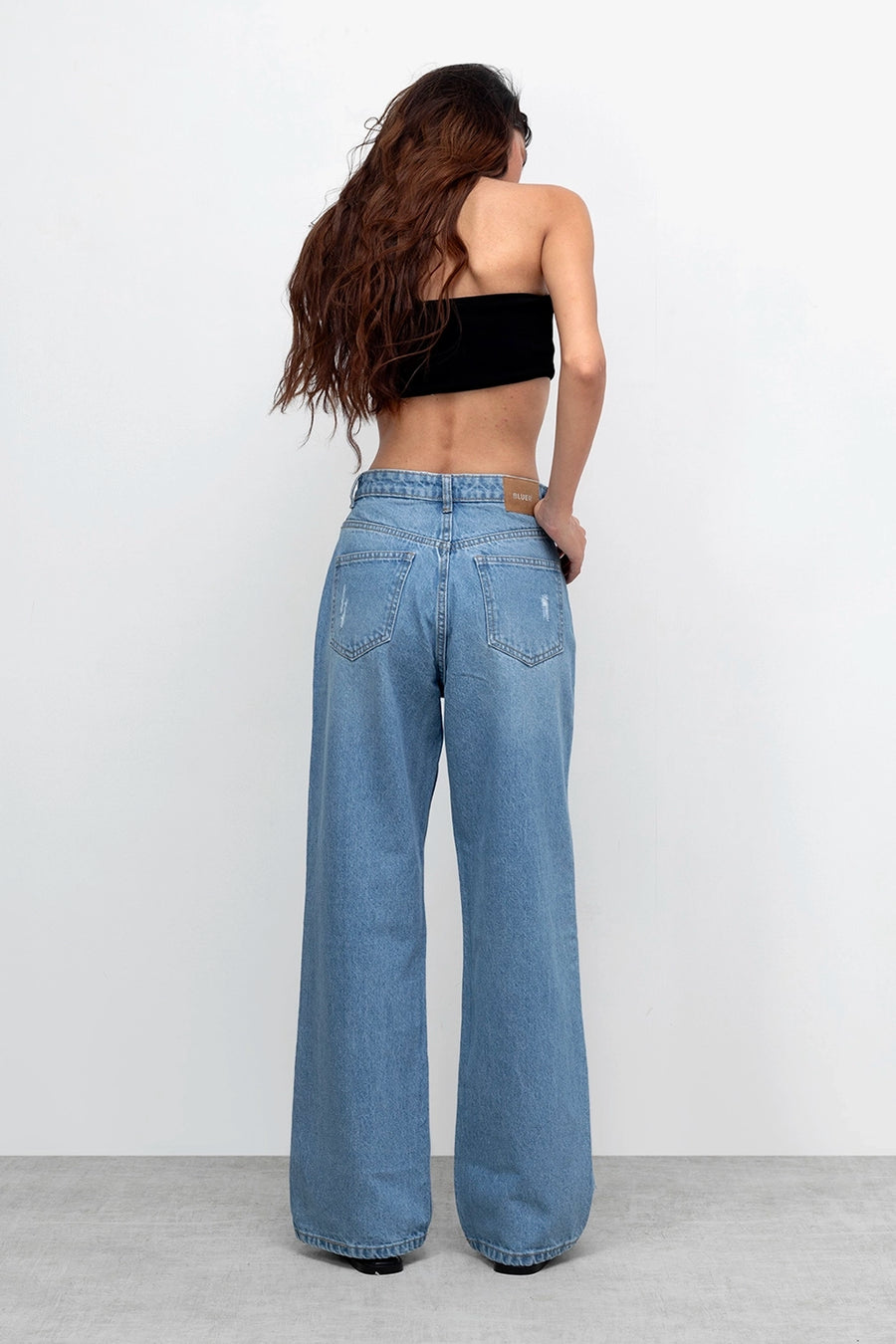 Stone Blue Ripped Straight Fit Jeans