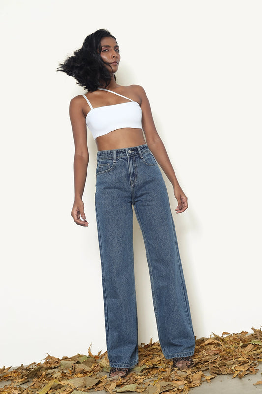 Vintage Wash Straight Fit Jeans