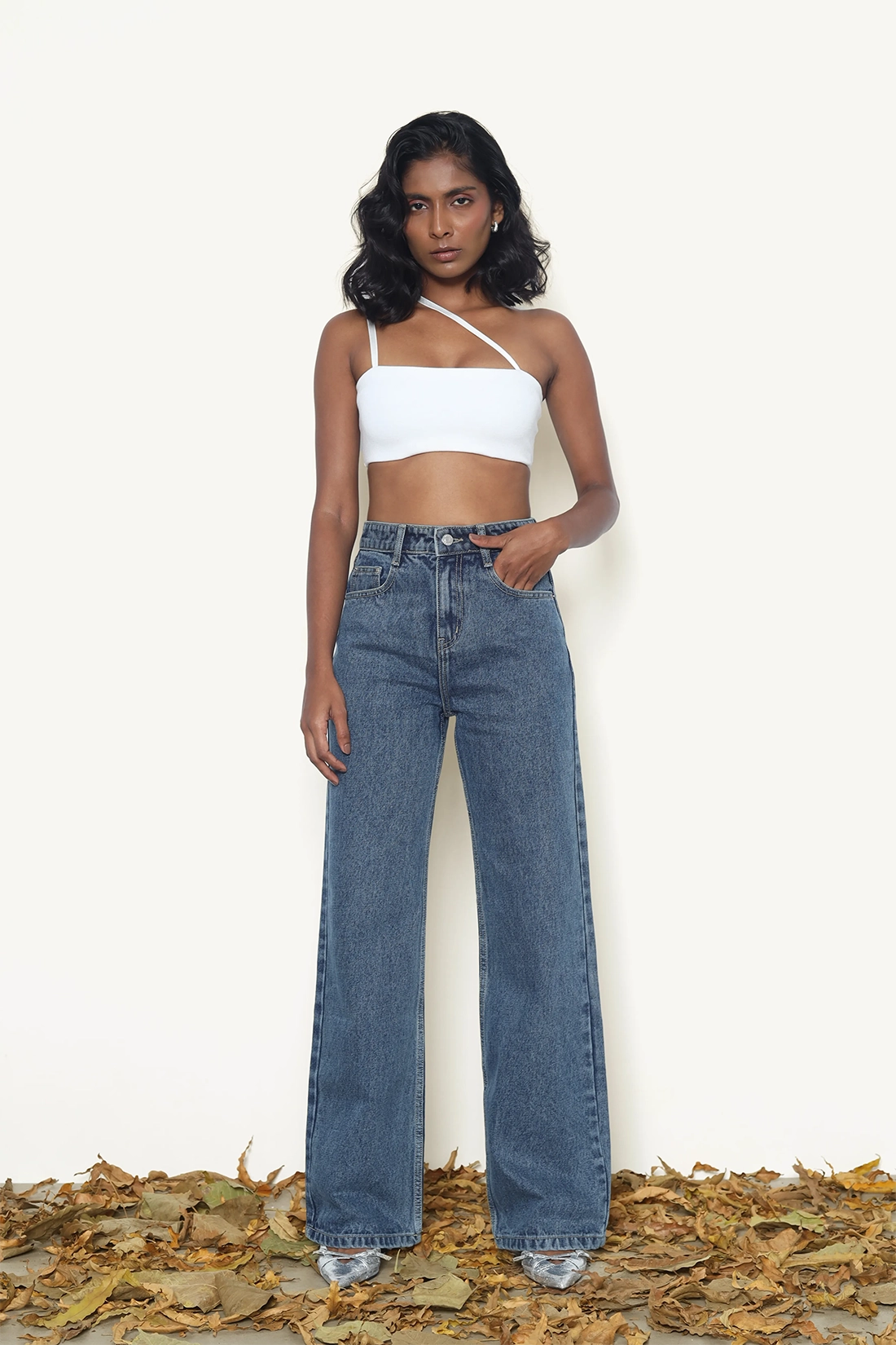 Vintage Wash Straight Fit Jeans