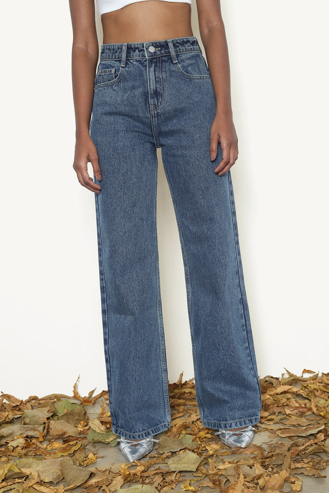 Vintage Wash Straight Fit Jeans