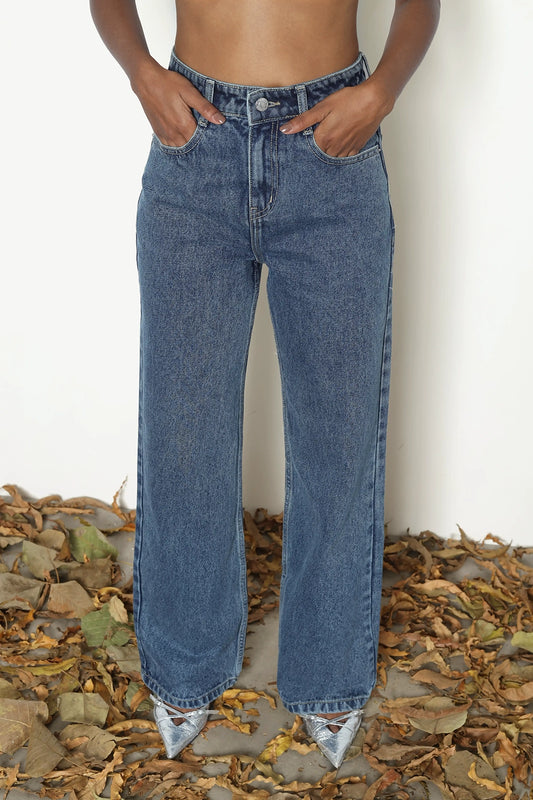 Vintage Wash Straight Fit Jeans