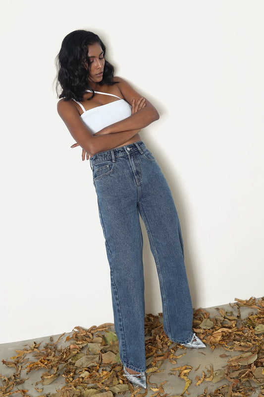 Vintage Wash Straight Fit Jeans