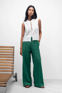 Green Pintuck Trouser
