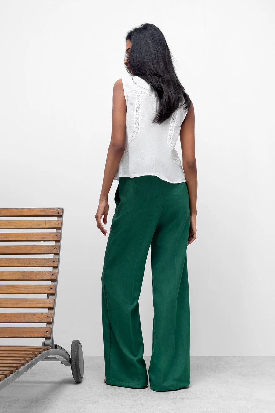 Green Pintuck Trouser