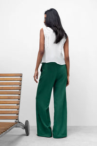 Green Pintuck Trouser