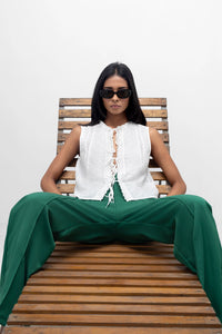 Green Pintuck Trouser