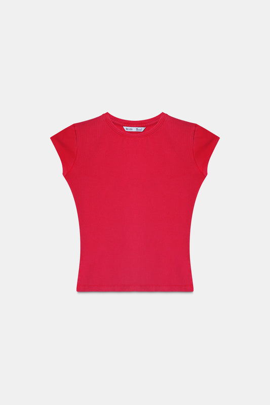 Red Acid Wash Fitted T-Shirt