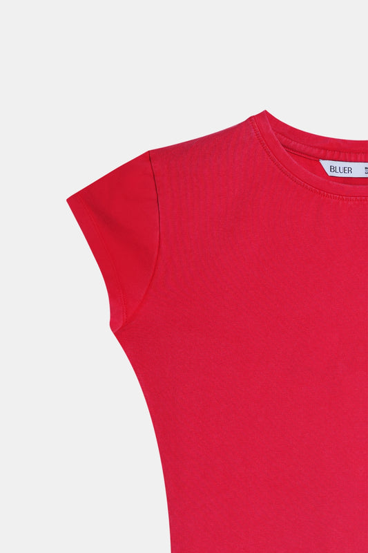 Red Acid Wash Fitted T-Shirt