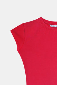 Red Acid Wash Fitted T-Shirt
