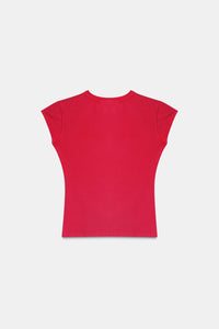 Red Acid Wash Fitted T-Shirt