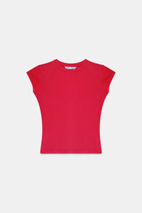 Red Acid Wash Fitted T-Shirt