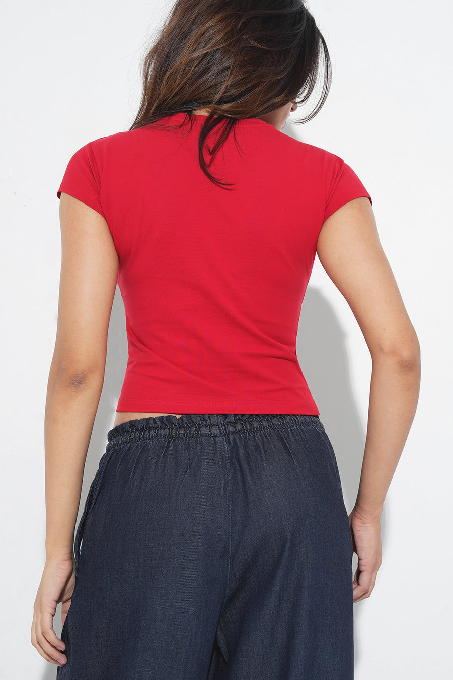 Red Solid Fitted T-Shirt