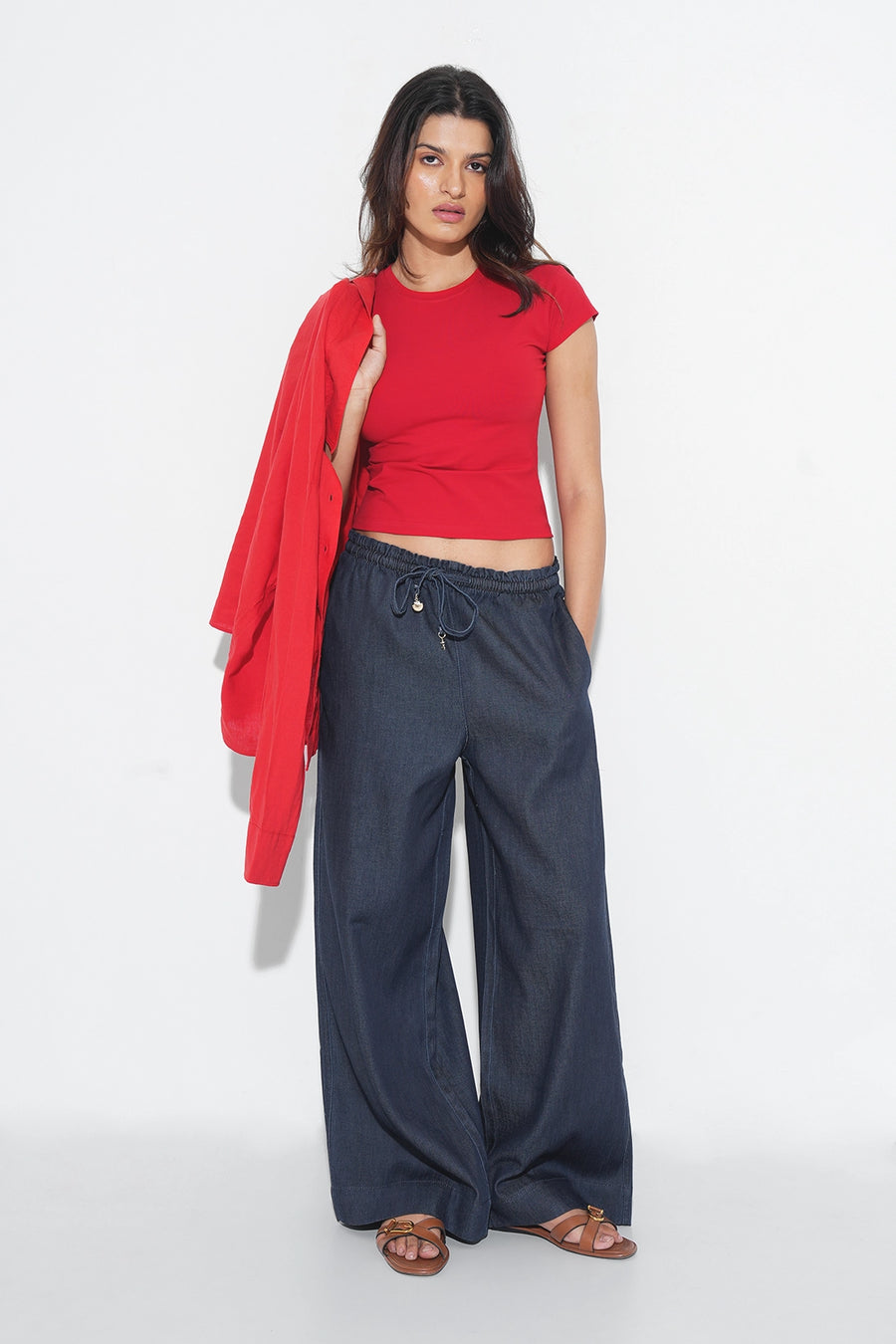 Red Solid Fitted T-Shirt