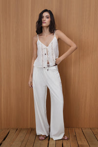 Relaxed Fit Pleated Trouser - White