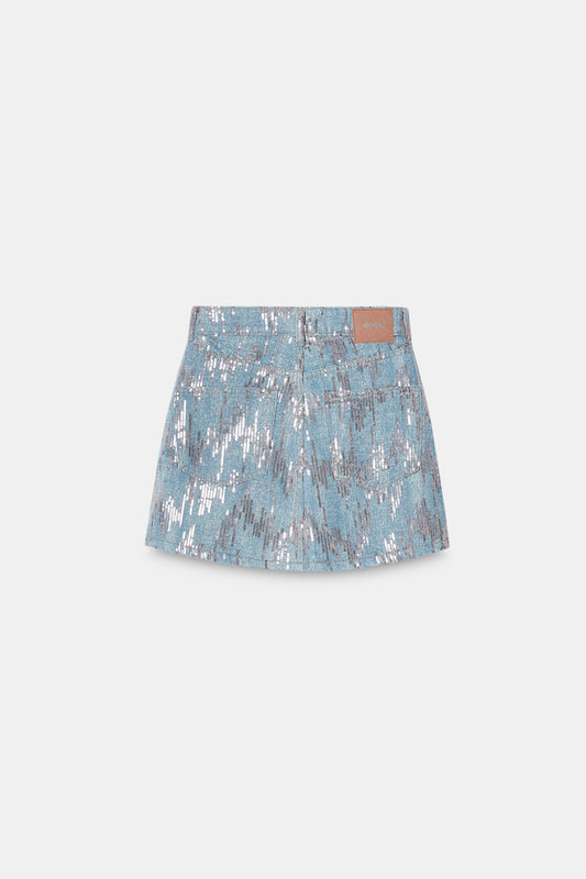 Rose Gold Sequin Denim Skirt