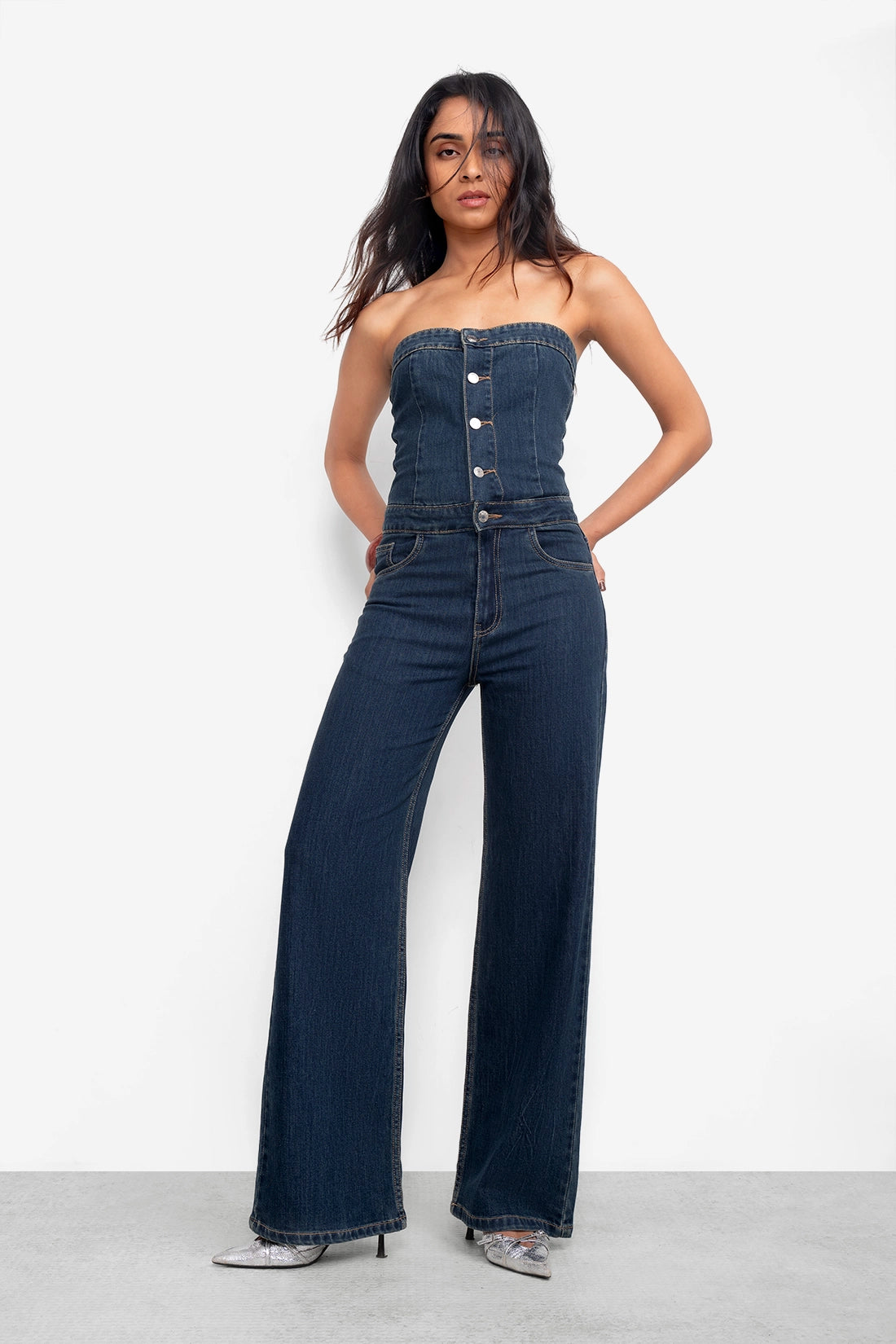 Buttoned Denim Jumpsuit