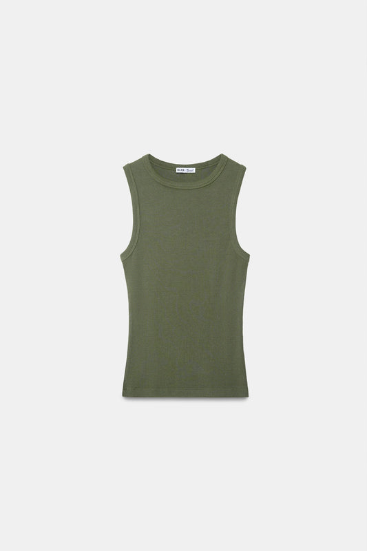Sage Ribbed Round Neck Top