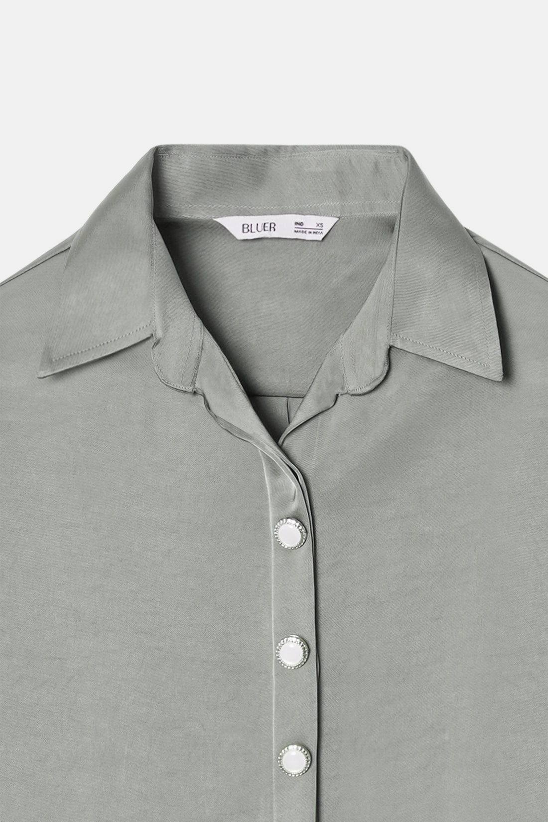 Sage Buttoned Satin Shirt