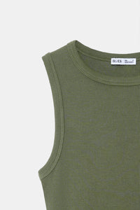 Sage Ribbed Round Neck Top