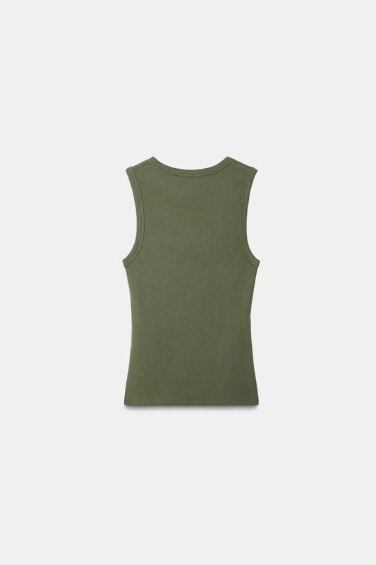 Sage Ribbed Round Neck Top