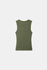 Sage Ribbed Round Neck Top