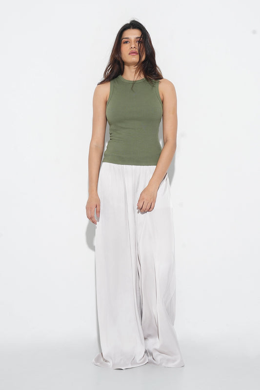 Sage Ribbed Round Neck Top