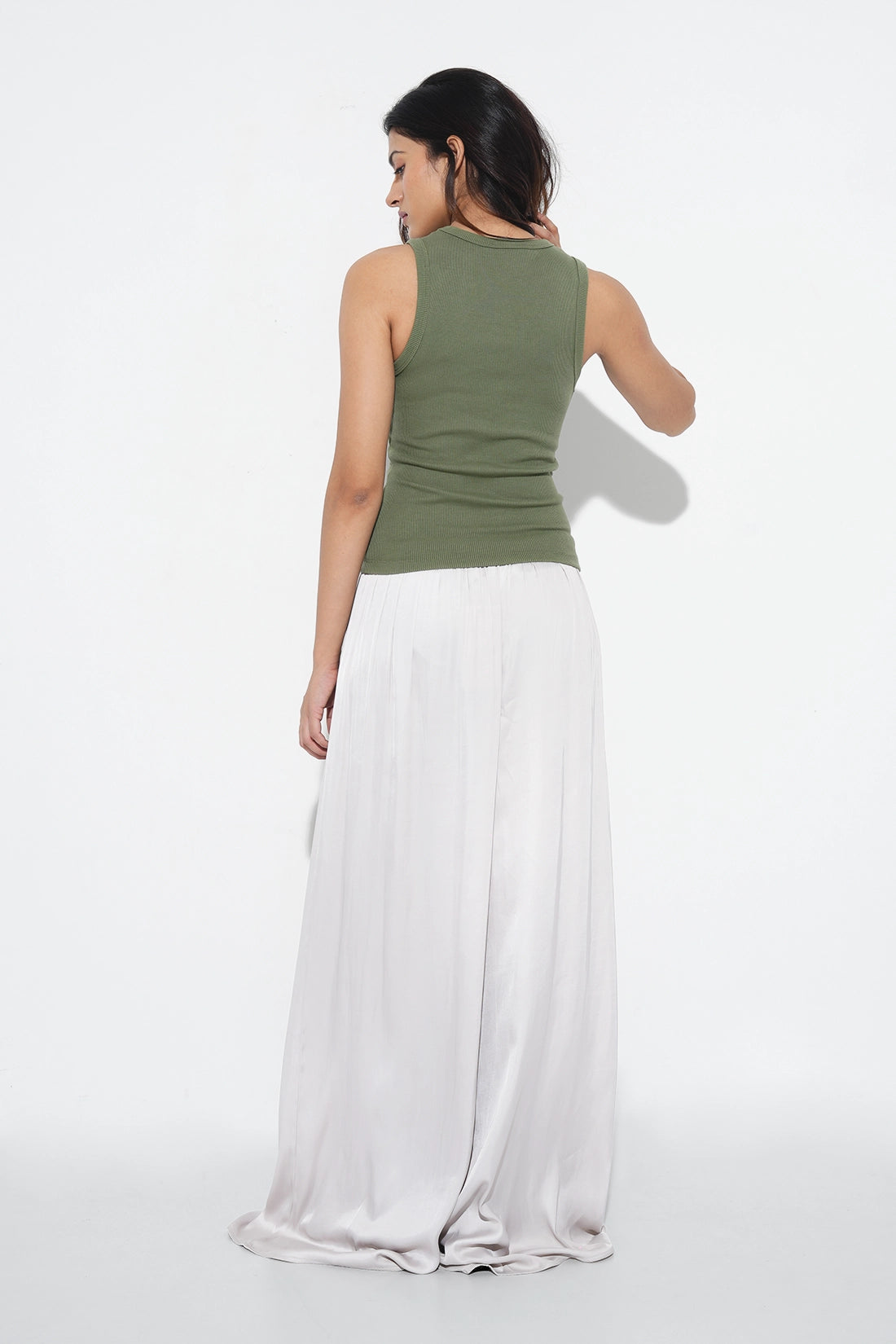 Sage Ribbed Round Neck Top